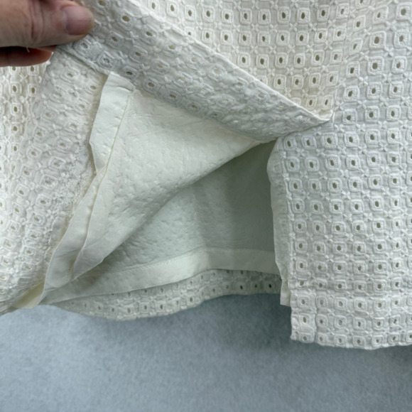 Elliot Lauren Cream Eyelet Classic Knee Length Skirt 10 Sophisticated Minimalist - Picture 7 of 7